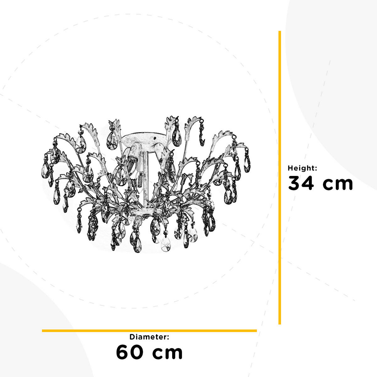 DECKENLEUCHTE  60/34 cm    - Weiß, KONVENTIONELL, Glas/Metall (60/34cm)