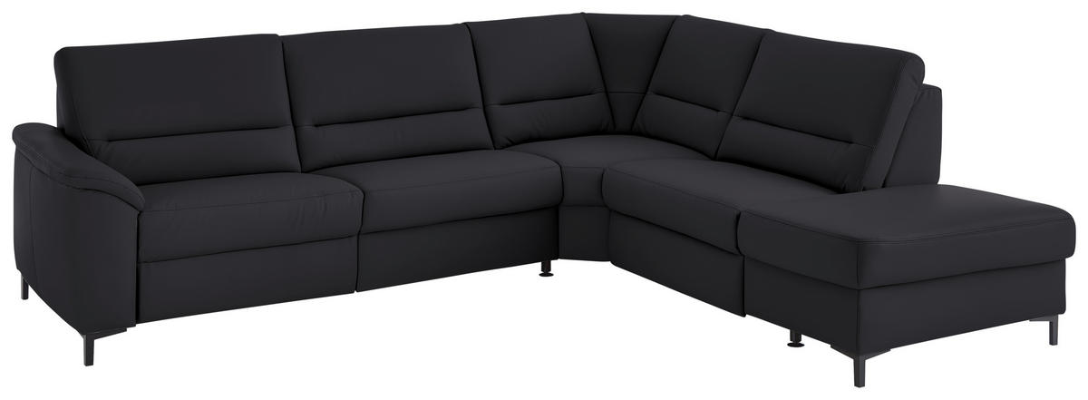 ECKSOFA  in Echtleder Schwarz  290/249 cm  - Schwarz, KONVENTIONELL, Leder/Metall (290/249cm) - Beldomo Premium