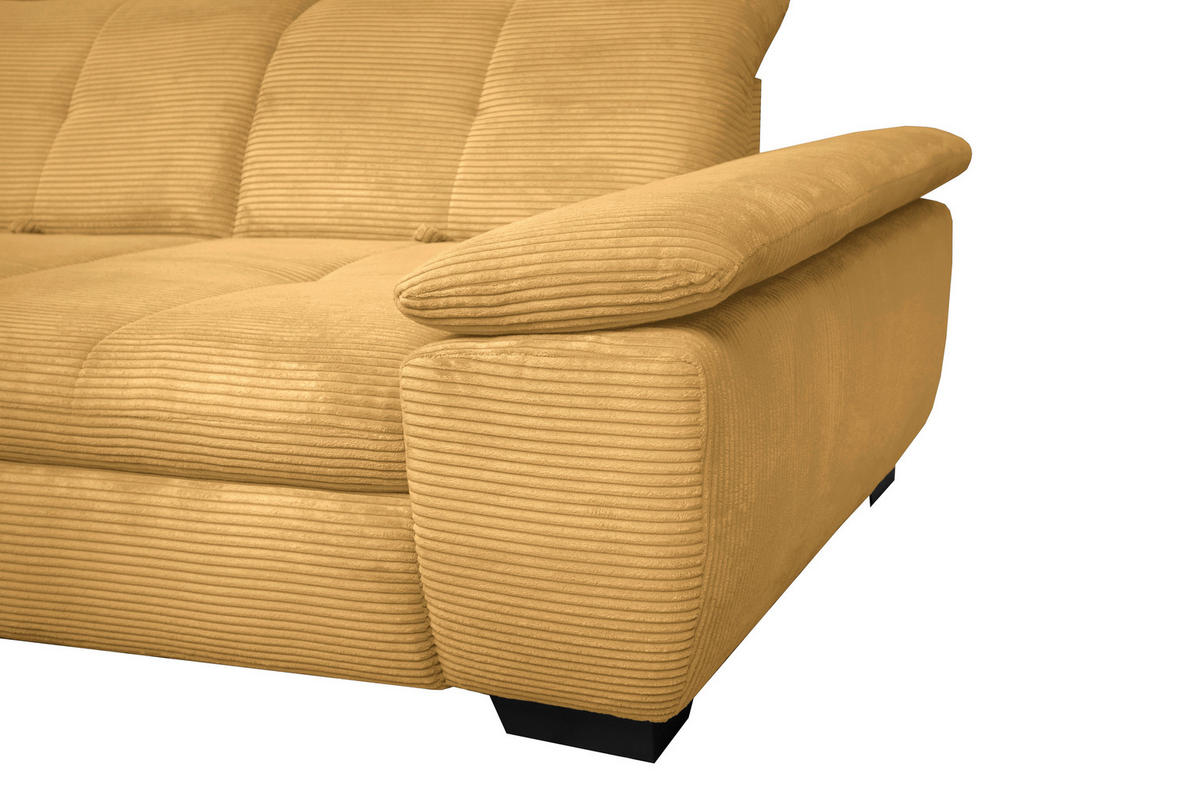ECKSOFA in Cord Currygelb  - Currygelb/Schwarz, Design, Textil/Metall (242/313cm) - Xora