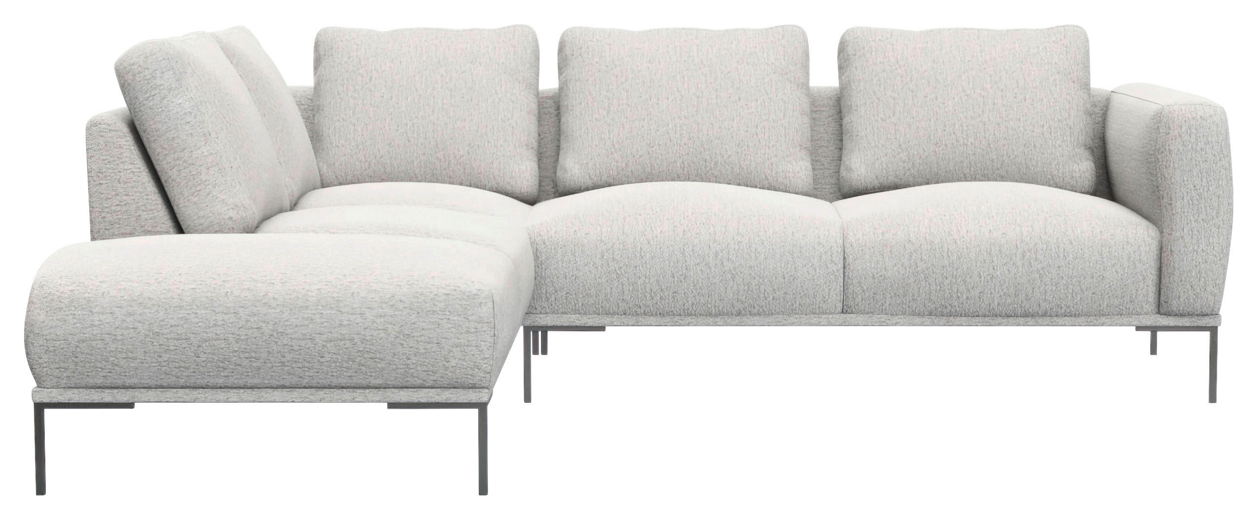 ECKSOFA Hellgrau Webstoff, Flachgewebe  - Hellgrau/Schwarz, Design, Textil/Metall (206/252cm) - Livetastic