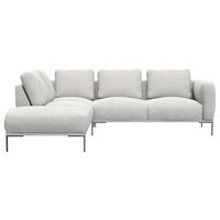 ECKSOFA Hellgrau Webstoff, Flachgewebe  - Hellgrau/Schwarz, Design, Textil/Metall (206/252cm) - Livetastic