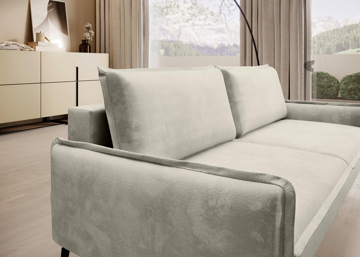 SCHLAFSOFA Chenille Hellbraun  - Hellbraun/Schwarz, KONVENTIONELL, Textil/Metall (223/89/107cm) - Carryhome