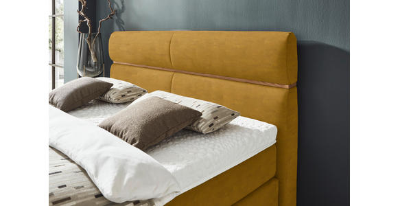 BOXSPRINGBETT 180/200 cm  in Eichefarben, Currygelb  - Currygelb/Eichefarben, KONVENTIONELL, Holz/Kunststoff (180/200cm) - Dieter Knoll