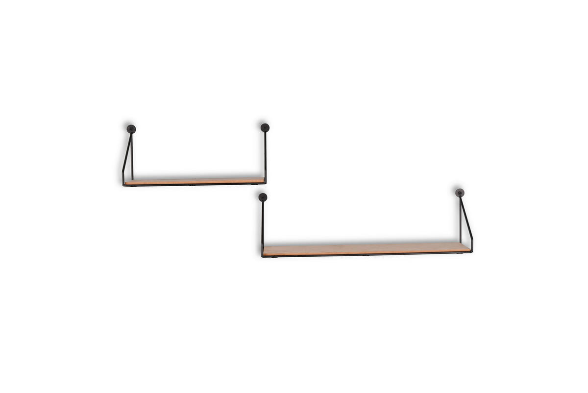 WANDREGALSET 2-teilig Schwarz  - Schwarz, Trend, Holzwerkstoff/Metall (30/13/10cm)