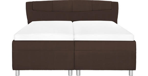 POLSTERBETT Matratze, gepolstertes Kopfteil, Lattenrost, Bettkasten Dunkelbraun 160/200 cm  - Dunkelbraun/Silberfarben, KONVENTIONELL, Holz/Textil (160/200cm) - Esposa