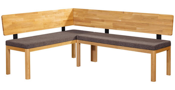 ECKBANK 171/248 cm Webstoff Braun, Eichefarben Eiche vollmassiv   - Eichefarben/Braun, KONVENTIONELL, Holz/Textil (171/248cm) - Linea Natura
