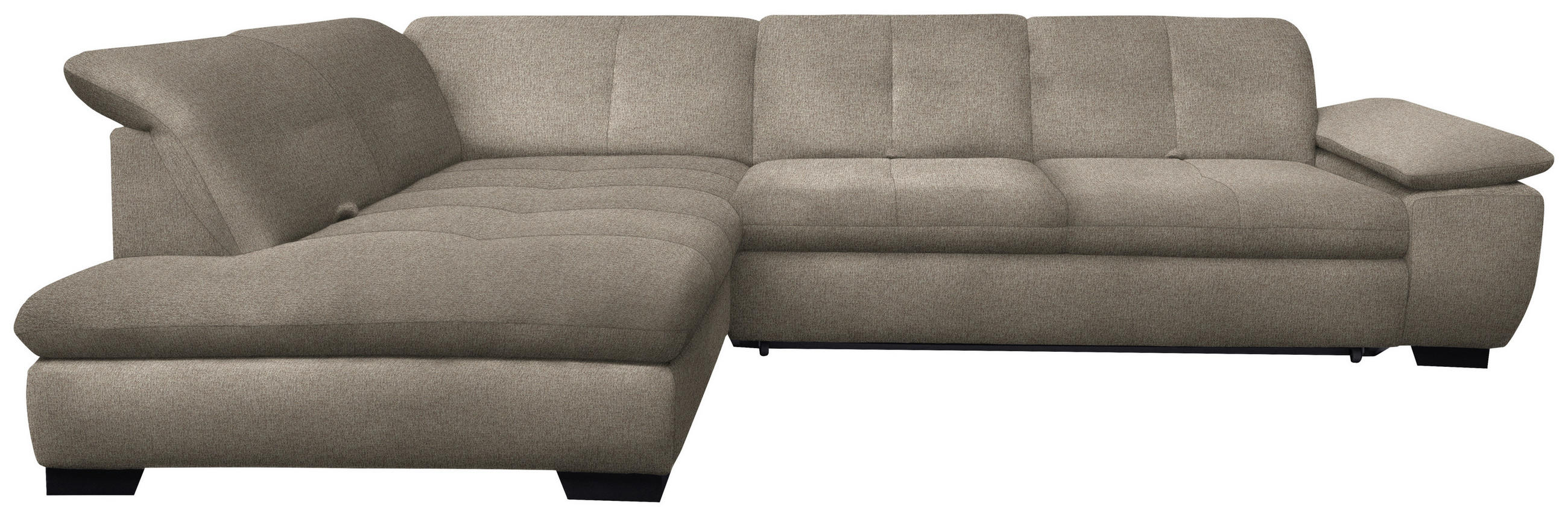 ECKSOFA in Flachgewebe Beige  - Beige/Schwarz, Design, Textil/Metall (242/313cm) - Xora