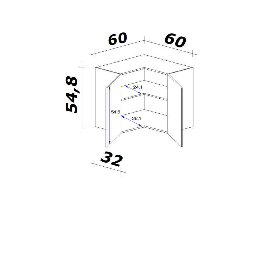 Thumbnail - FlexWell Eckoberschrank, Eiche, Magnolie, Metall, 1 Fächer, einzeln stellbar, 60x54.8x32 cm, Made in Germany, individuel...