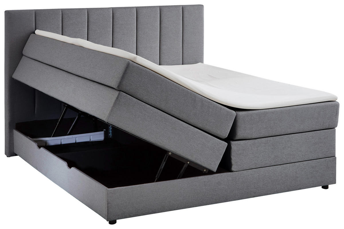 BOXBETT 180/200 cm  in Anthrazit  - Anthrazit/Schwarz, Basics, Holz/Textil (180/200cm) - Boxxx