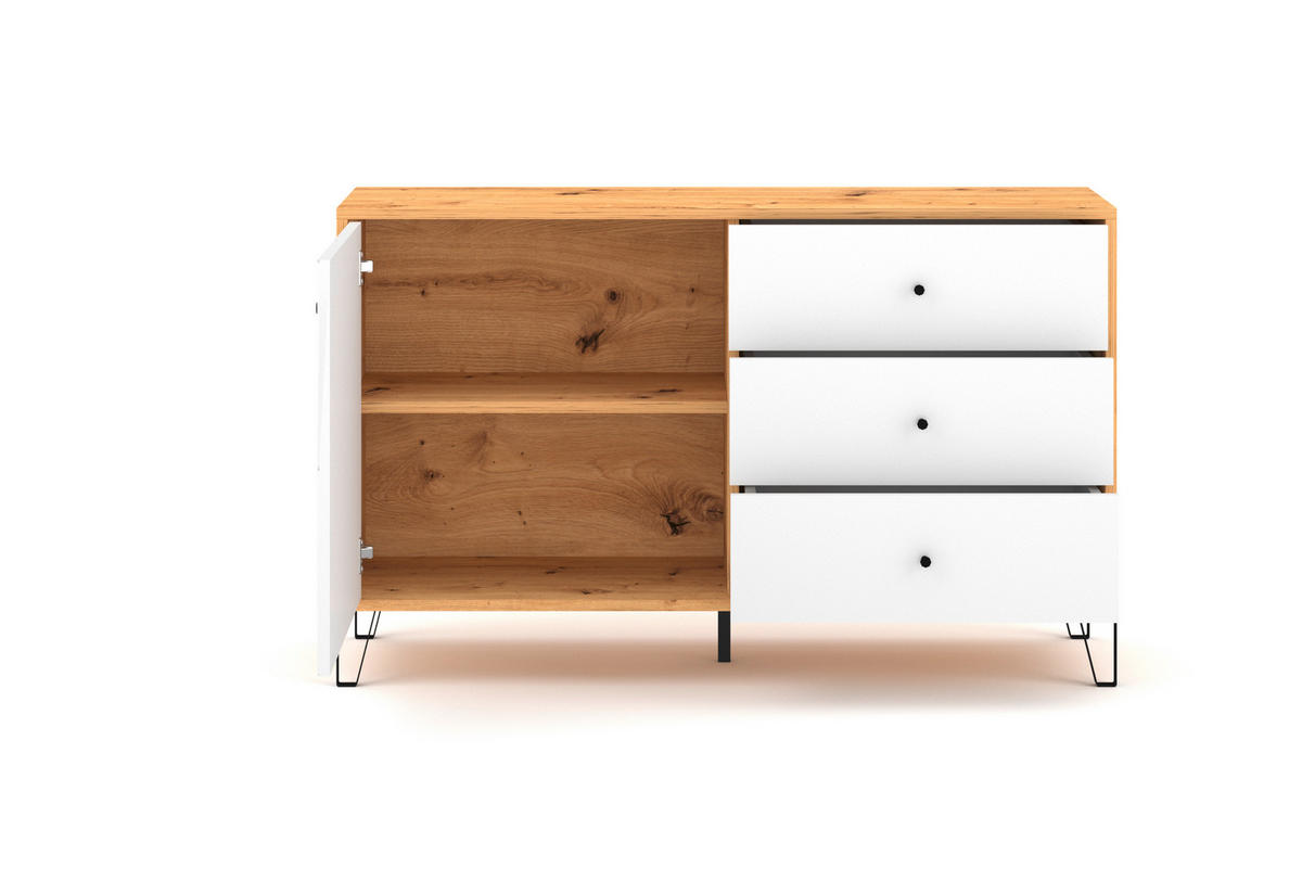 SIDEBOARD  in 123/75/40 cm  - Schwarz/Weiß, Design, Holzwerkstoff/Metall (123/75/40cm) - Livetastic