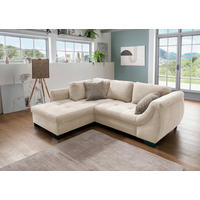 ECKSOFA in Cord Beige  - Beige/Graubraun, Design, Holz/Textil (190/250cm) - MID.YOU