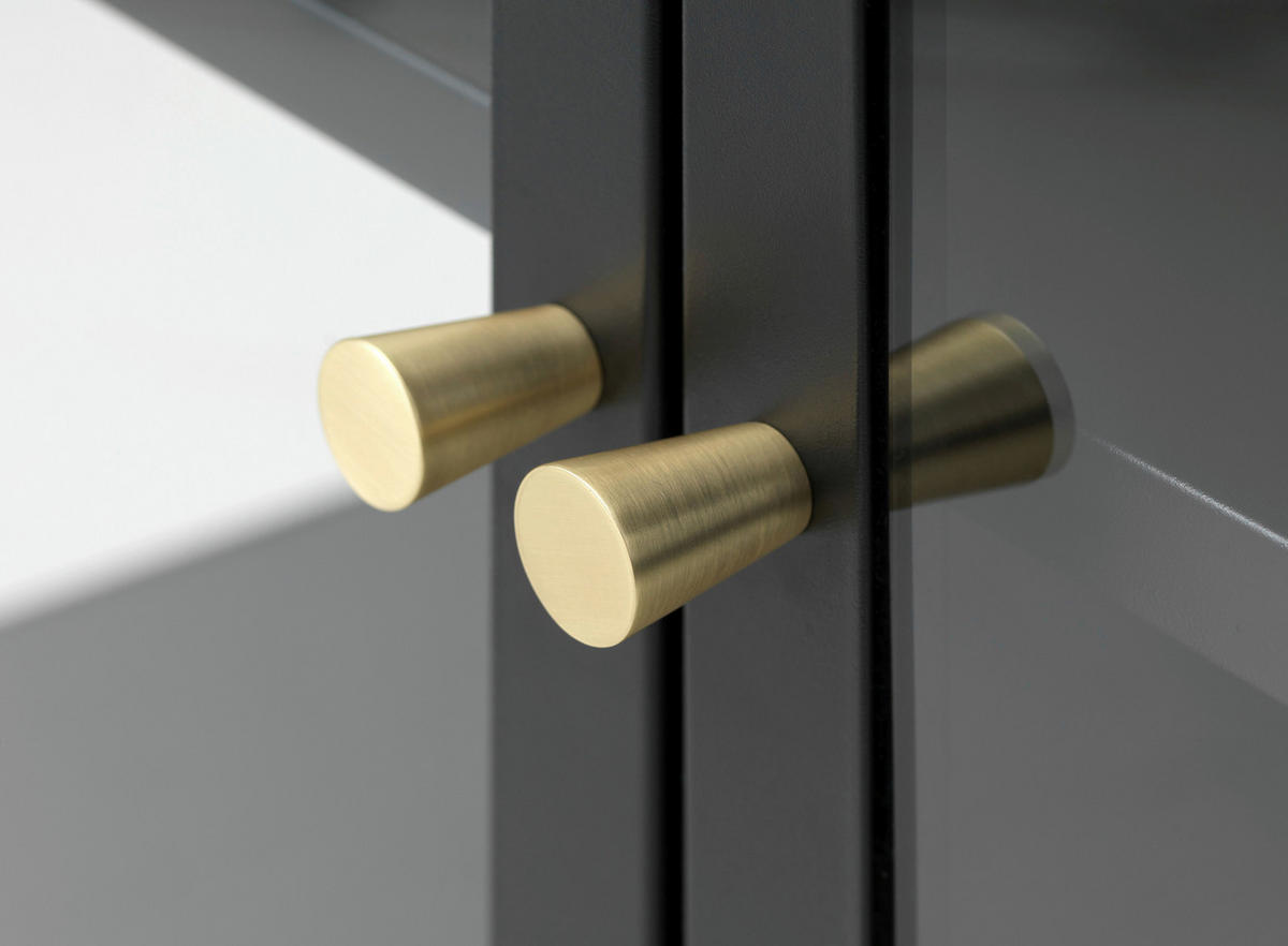 VITRINSKÅP svart  90/190/40 cm  - svart/guldfärgad, Trend, metall/glas (90/190/40cm) - Xora