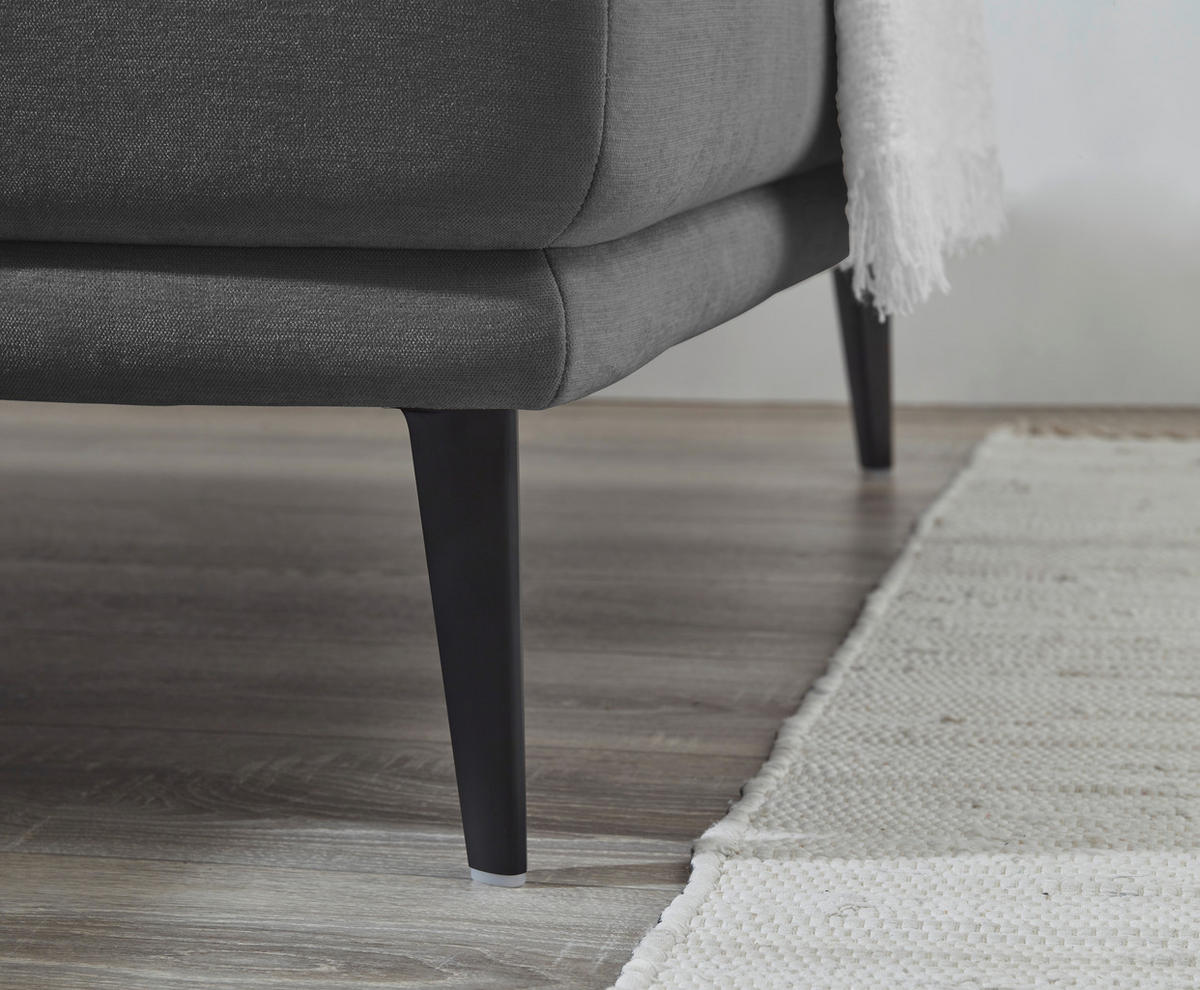 ECKSOFA Anthrazit Flachgewebe  - Anthrazit/Schwarz, KONVENTIONELL, Textil/Metall (279/193cm) - SetOne by Musterring