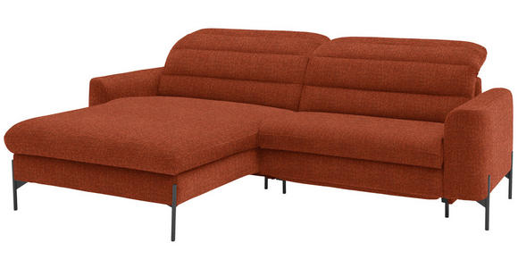 ECKSOFA in Flachgewebe Rostfarben 191/252 cm - Rostfarben/Schwarz, Design, Textil/Metall (191/252cm) - Dieter Knoll