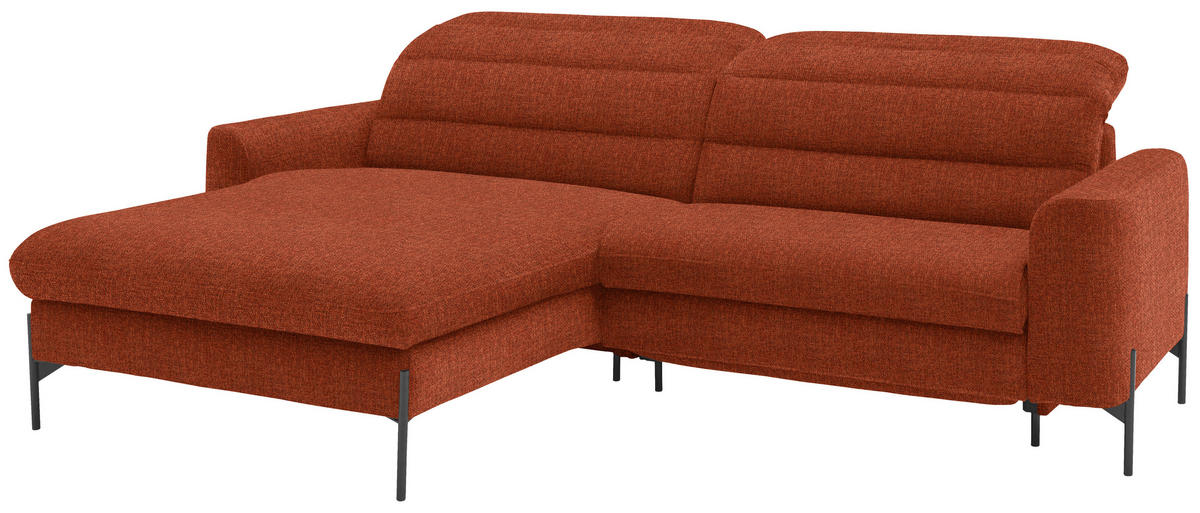 ECKSOFA in Flachgewebe Rostfarben  - Rostfarben/Schwarz, Design, Textil/Metall (191/252cm) - Dieter Knoll