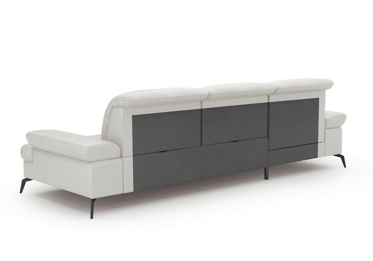 ECKSOFA in Vliesstoff Kombination Echtleder/Stoff Weiss  - Weiss/Schwarz, Konventionell, Leder/Textil (185/279cm) - Sit & More