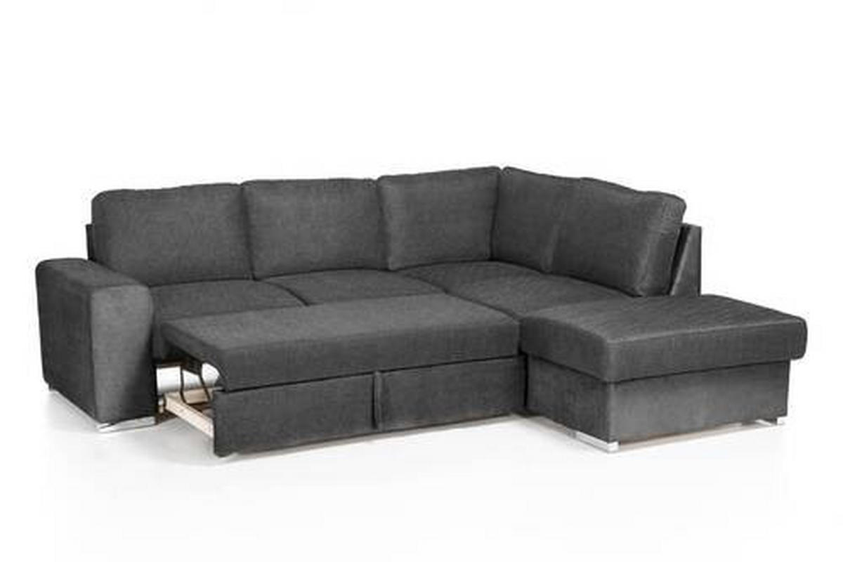 ECKSOFA Dunkelgrau Mikrofaser  - Chromfarben/Dunkelgrau, KONVENTIONELL, Textil/Metall (248/213cm) - MID.YOU