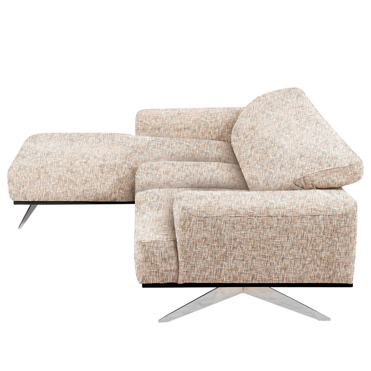ECKSOFA PORTLAND in Struktur Blau, Gelb, Rot, Weiß Kopfteilverstellung  187/295 cm  - Chromfarben/Blau, Design, Holz/Textil (187/295cm) - Livetastic