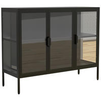 VITRINE in Schwarz  - Transparent/Schwarz, Design, Glas/Metall (110/80/35cm) - MID.YOU
