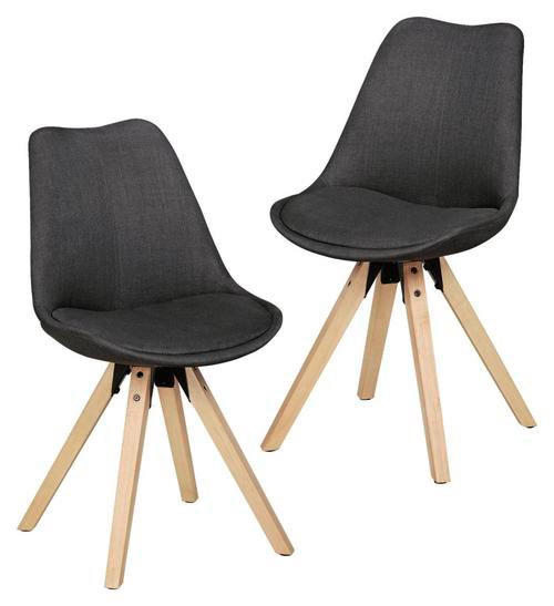 STUHL-SET 2 Stück in Webstoff matt - Eichefarben/Anthrazit, Design, Holz/Kunststoff (48/89/42cm) - MID.YOU