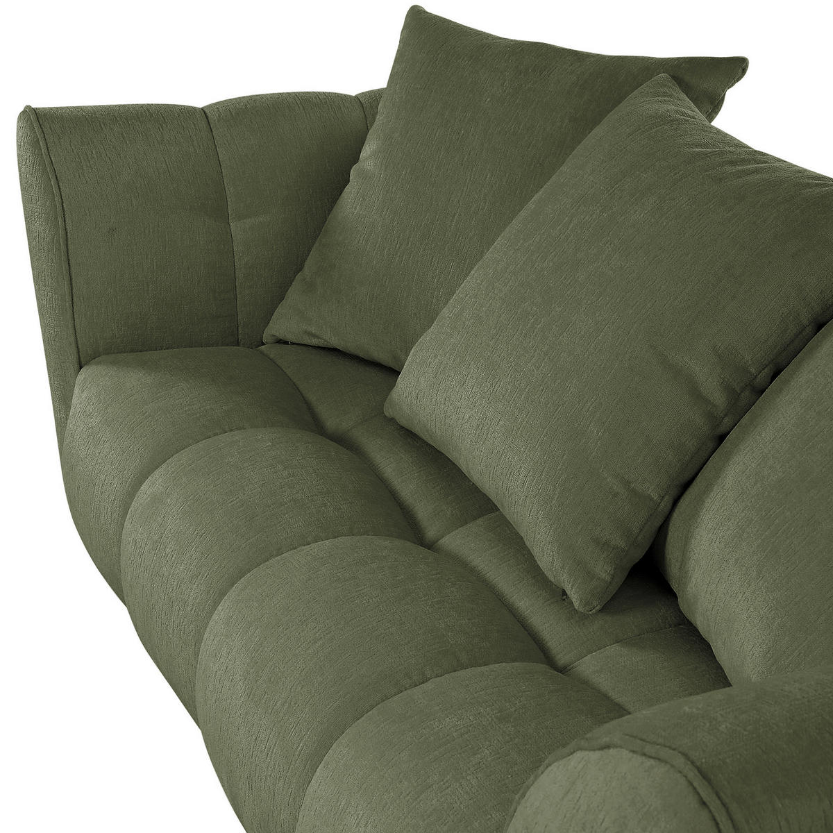 2-SITZER-SOFA Chenille Grün  - Naturfarben/Grün, KONVENTIONELL, Holz/Textil (185/72/95cm) - Milino