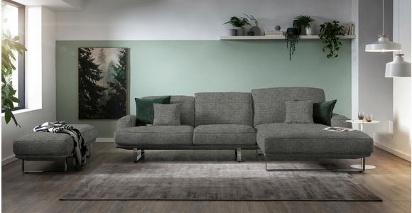 ECKSOFA Grau Webstoff  - Grau, Design, Textil/Metall (304/184cm) - Dieter Knoll