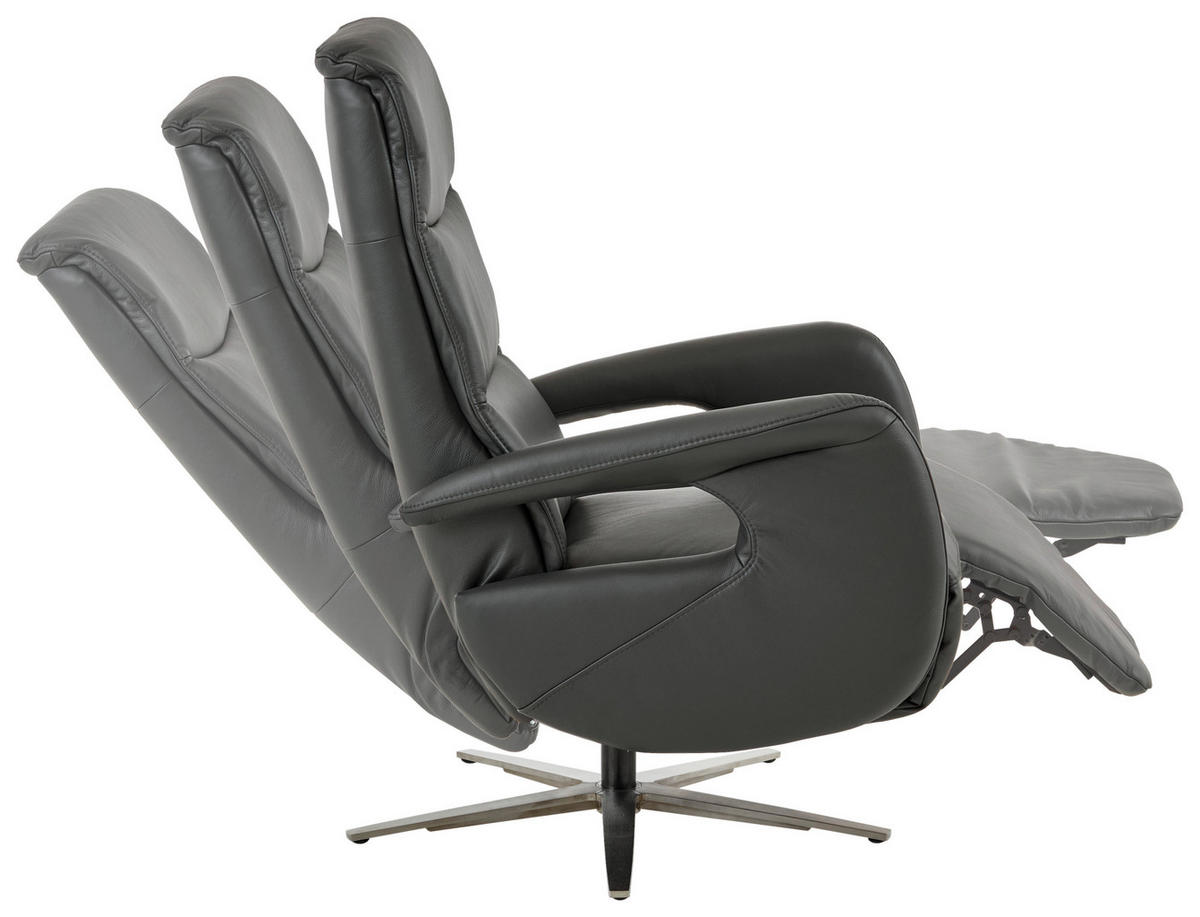 RELAXSESSEL in Leder Anthrazit  - Anthrazit/Silberfarben, KONVENTIONELL, Leder/Metall (71/110/99cm) - Dieter Knoll