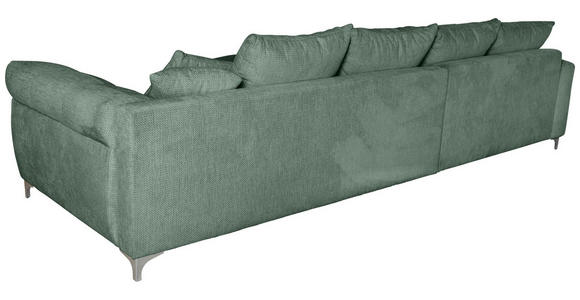 ECKSOFA  in Chenille Waldgrün  227/329 cm  - Waldgrün/Chromfarben, KONVENTIONELL, Textil/Metall (227/329cm) - Carryhome