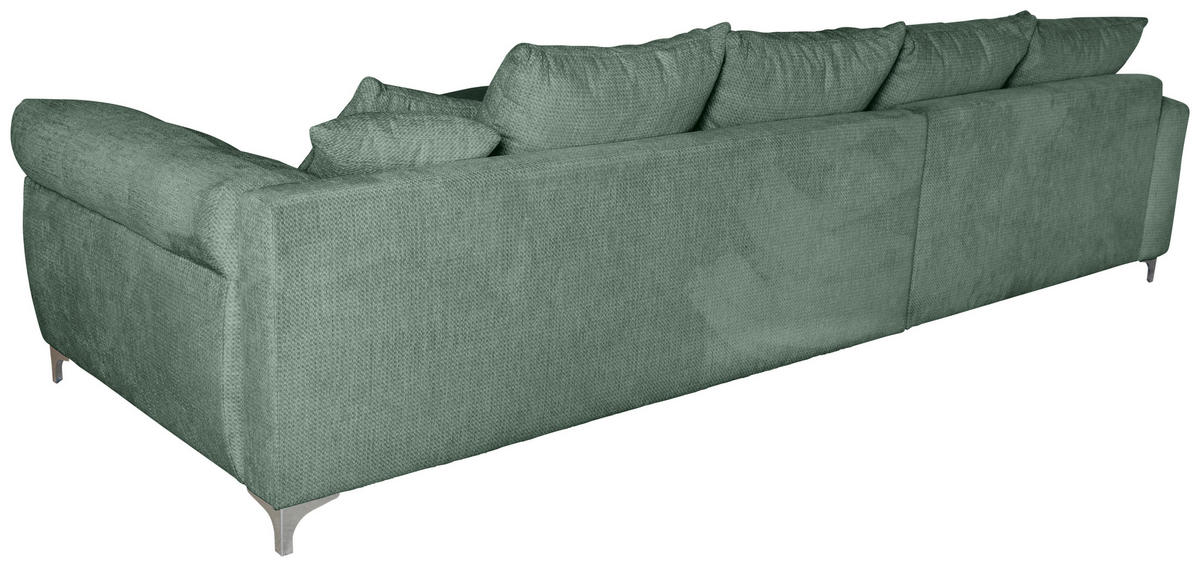 ECKSOFA Waldgrün Chenille  - Waldgrün/Chromfarben, KONVENTIONELL, Textil/Metall (227/329cm) - Carryhome