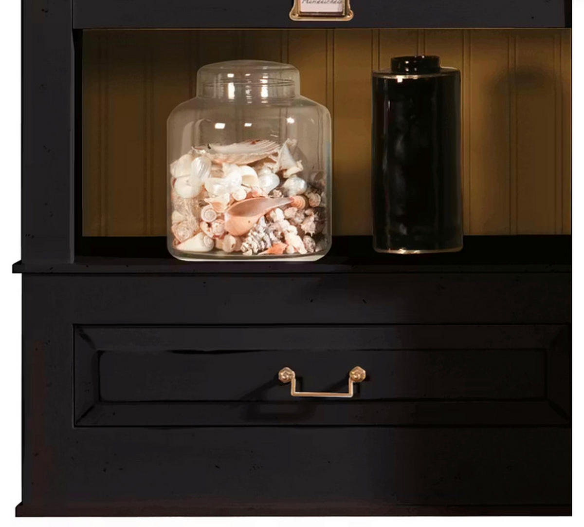 WOHNWAND UrbanClass 3-teilig  in Schwarz  311/238,5/52-46,5 cm  - Schwarz/Bronzefarben, LIFESTYLE, Holz/Metall (311/238,5/52-46,5cm) - Livetastic