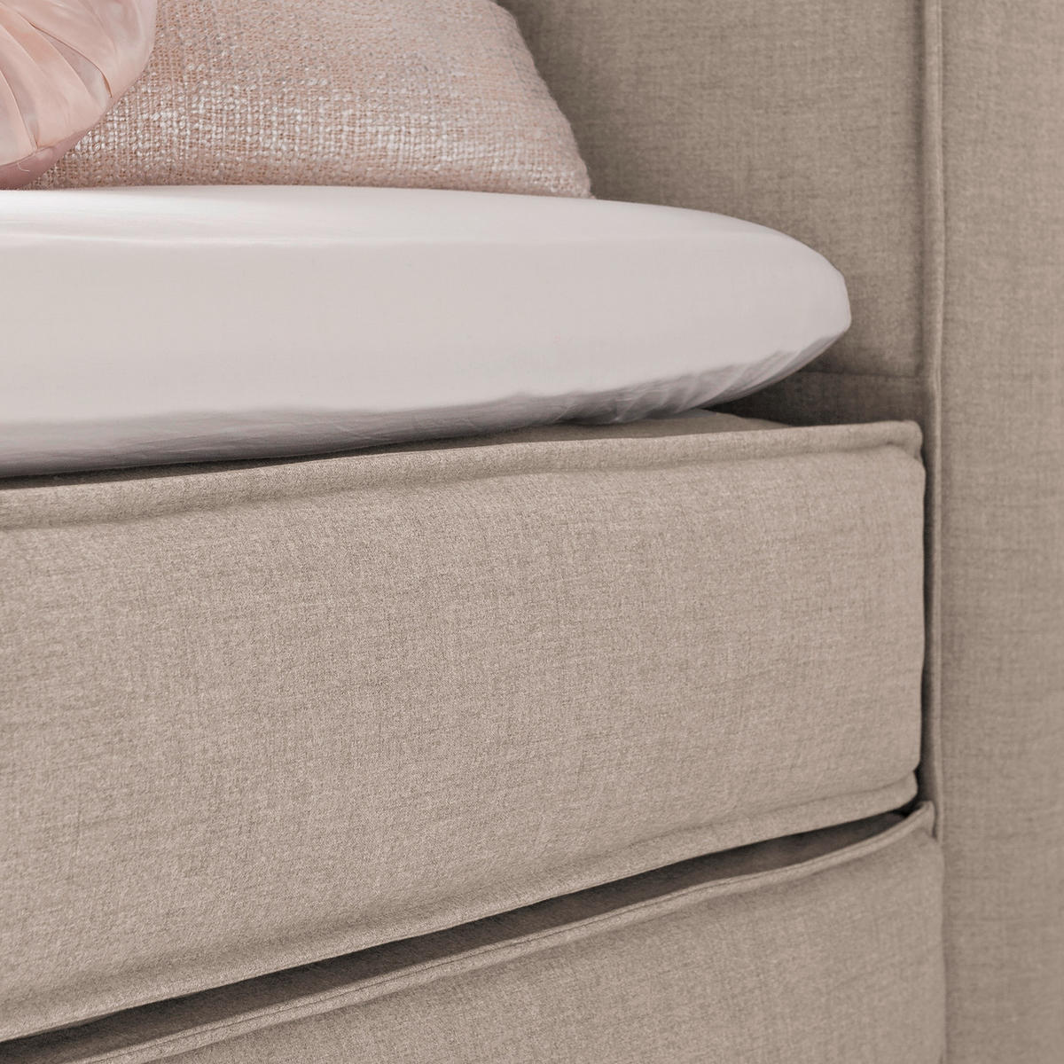BOXSPRINGBETT 160/200 cm  in Beige  - Beige/Schwarz, Design, Textil (160/200cm) - home24