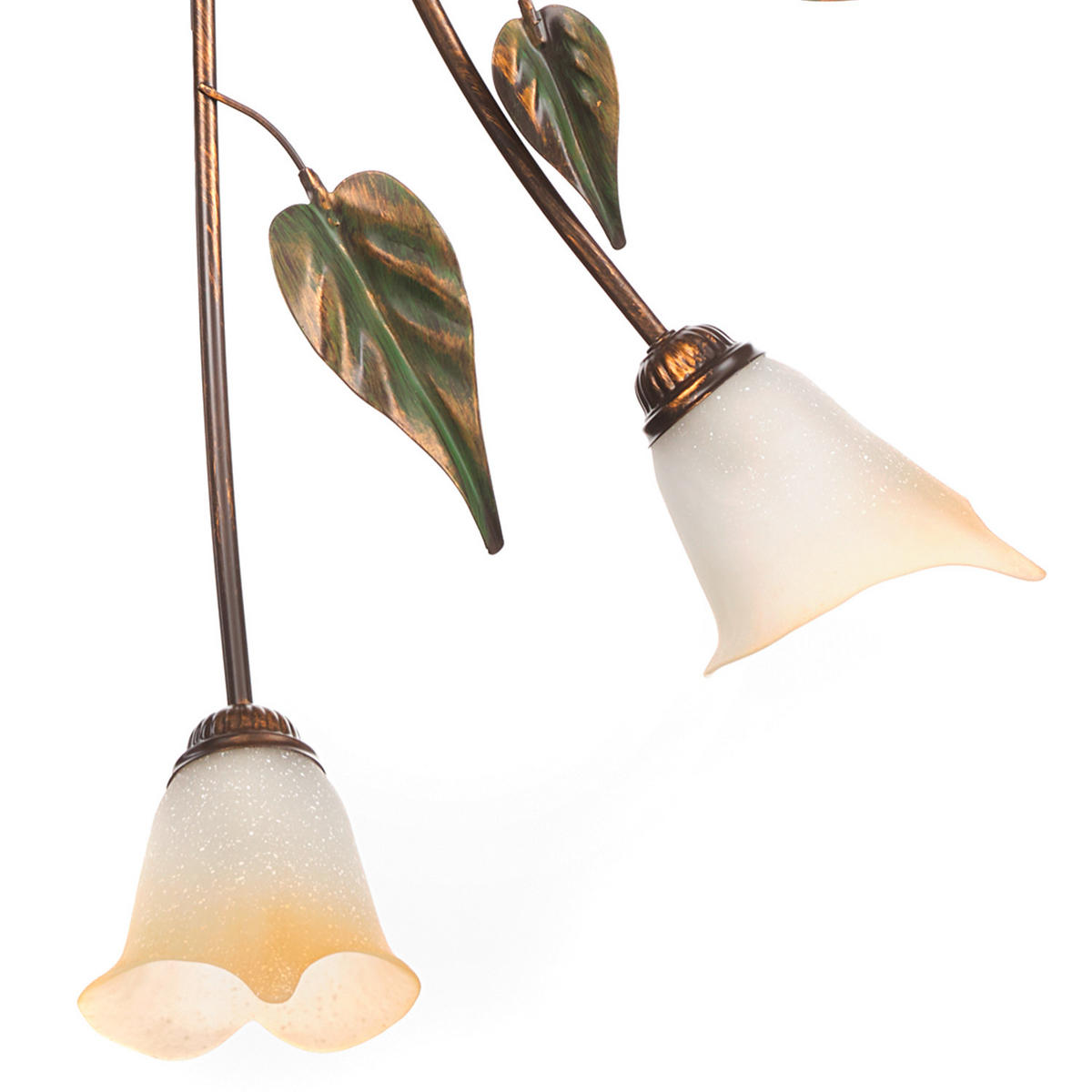 DECKENLEUCHTE 65/40/125 cm   - Bronzefarben/Olivgrün, ROMANTIK / LANDHAUS, Glas/Metall (65/40/125cm)