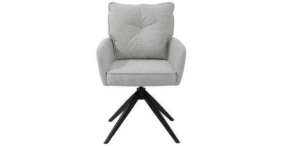 ARMLEHNSTUHL in Eisen Leinenoptik - Beige/Schwarz, Design, Textil/Metall (61/90/67cm) - Novel
