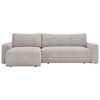 ECKSOFA in Cord Hellgrau  - Hellgrau/Schwarz, Modern, Kunststoff/Textil (150/245cm) - Carryhome