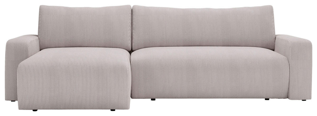 ECKSOFA in Cord Hellgrau  - Hellgrau/Schwarz, Modern, Kunststoff/Textil (150/245cm) - Carryhome