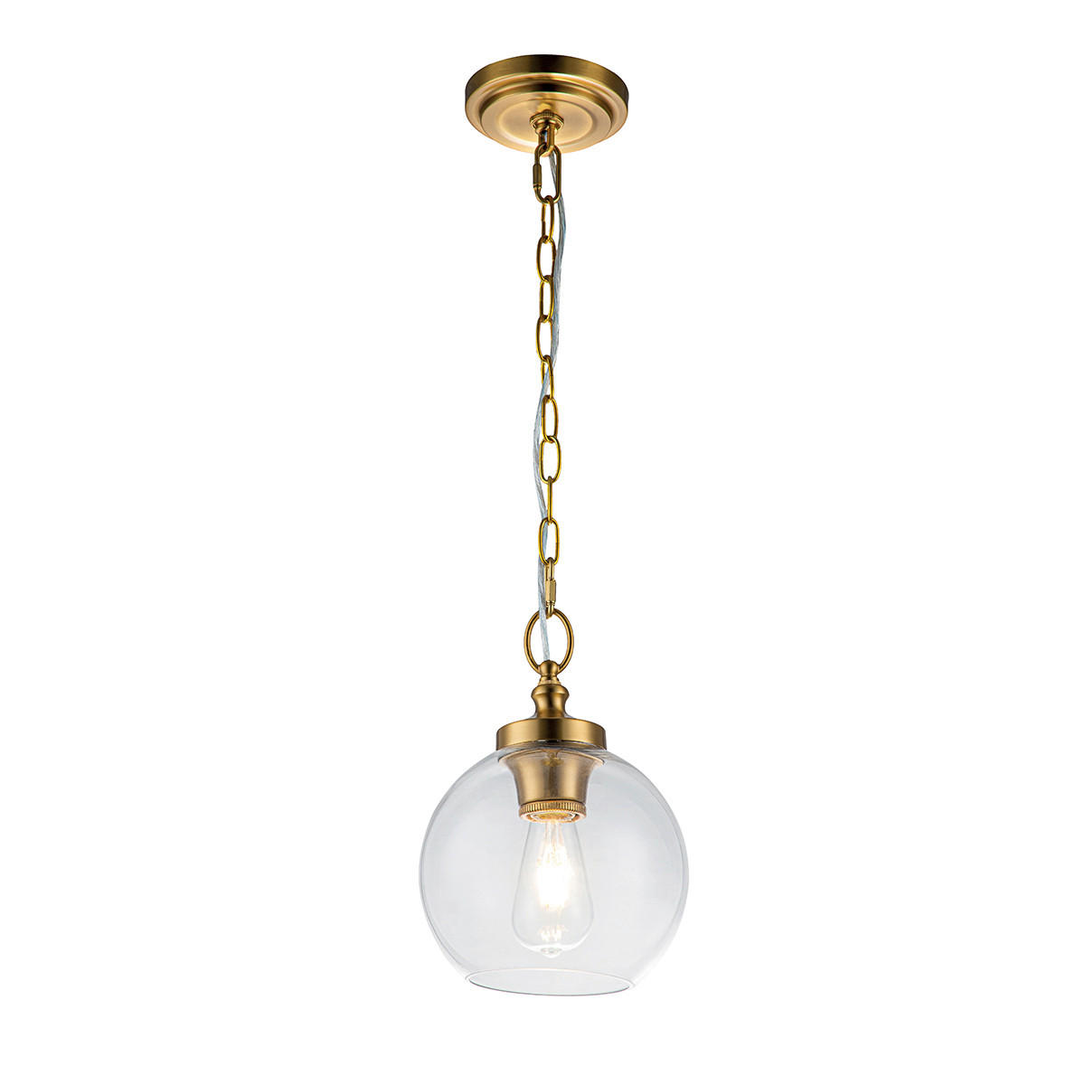 ZÁVĚSNÉ SVÍTIDLO, 21.6/44.5 cm  - barvy mosazi, Konvenční, kov/sklo (21.6/44.5cm) - Elstead Lighting