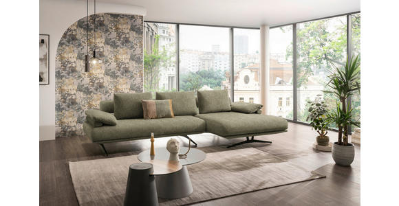 ECKSOFA in Chenille Hellgrün 334/168 cm - Schwarz/Hellgrün, Design, Textil/Metall (334/168cm) - Dieter Knoll