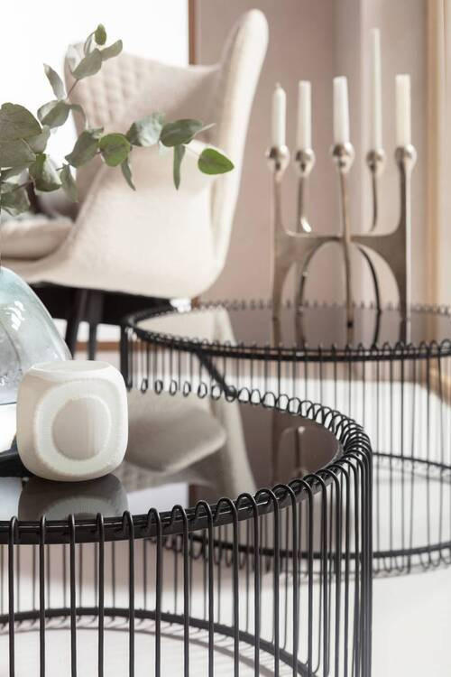 BEISTELLTISCHSET rund Schwarz  - Schwarz, LIFESTYLE, Glas/Metall (60-69,5/60-69,5/30,5-33,5cm) - Kare-Design
