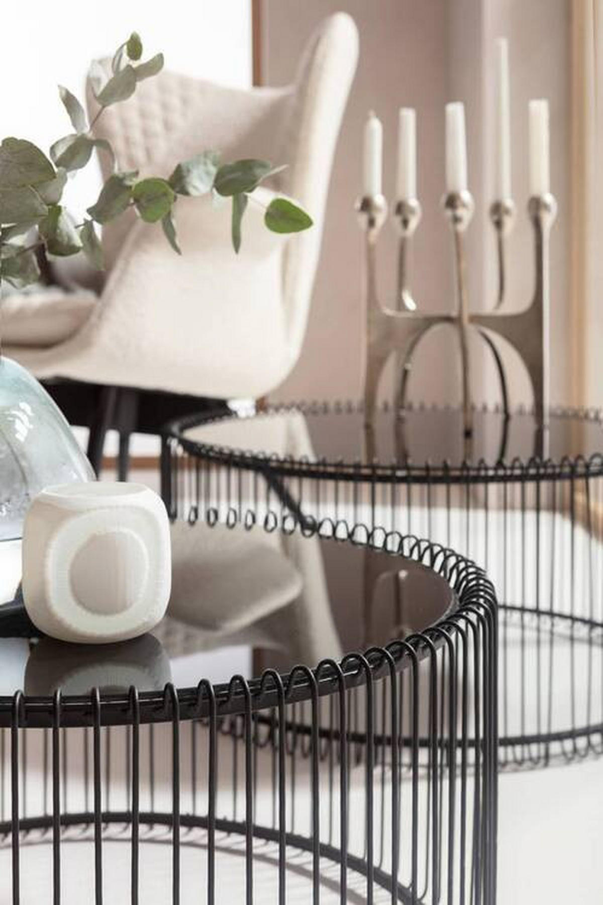 BEISTELLTISCHSET in Metall, Glas 60-69,5/60-69,5/30,5-33,5 cm  - Schwarz, LIFESTYLE, Glas/Metall (60-69,5/60-69,5/30,5-33,5cm) - Ambia Home