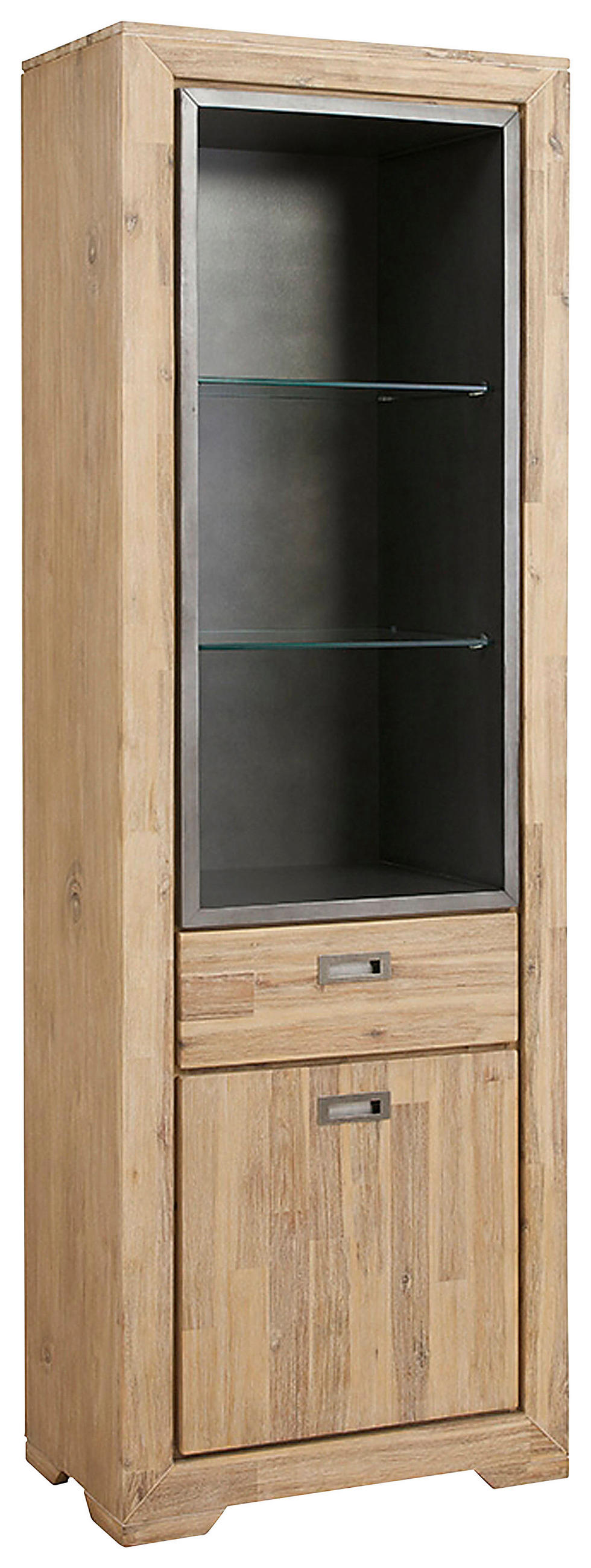 VITRINA siva, boja akacije   - tamnosiva/boja akacije, Lajfstajl, staklo/metal (65/200/38cm) - Landscape