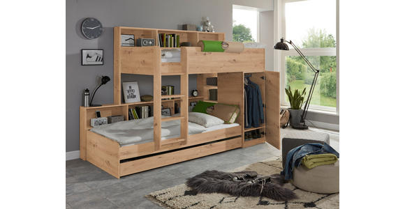 ETAGENBETT 90/200 cm Eiche Artisan  - Eiche Artisan, Design, Holzwerkstoff (90/200cm) - Xora
