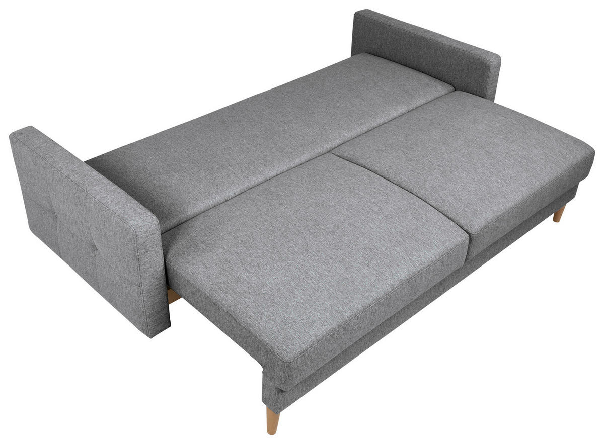 SCHLAFSOFA Flachgewebe Hellgrau  - Eiche Wotan/Hellgrau, KONVENTIONELL, Holz/Textil (222/93/99cm) - MID.YOU