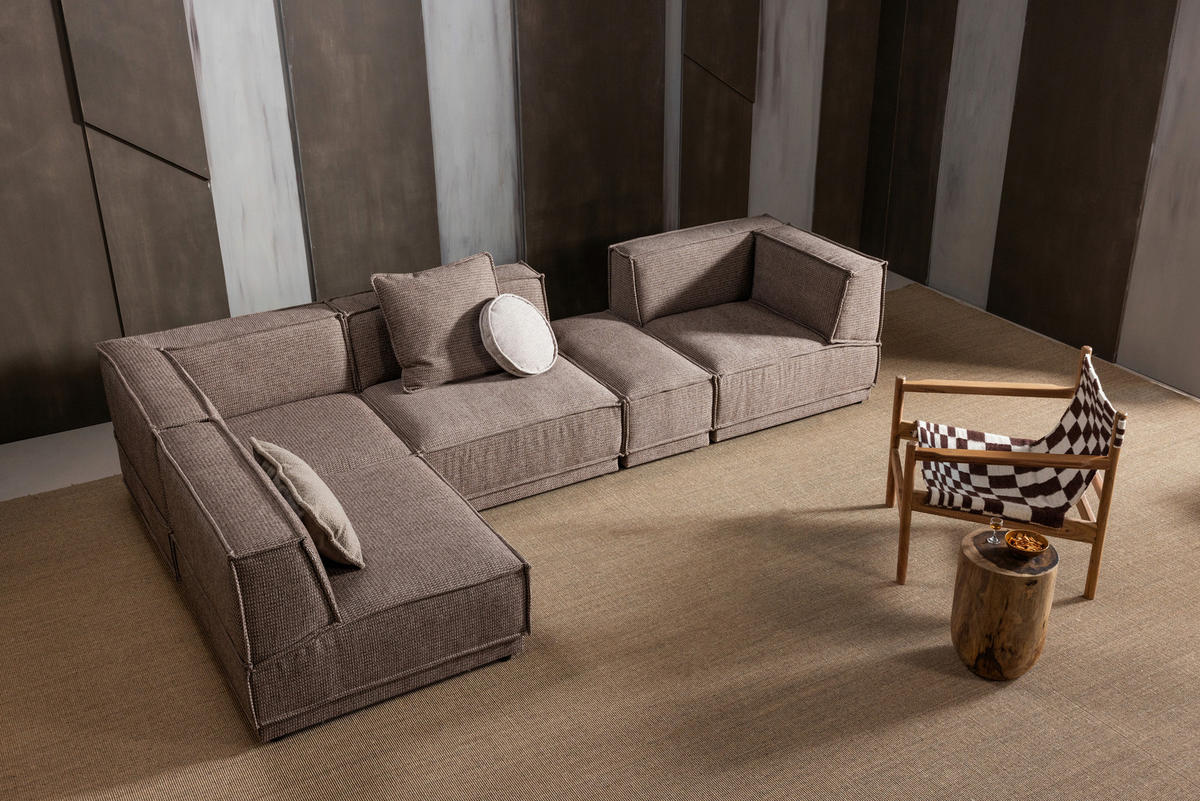 SESSEL in Webstoff Braun, Naturfarben  - Braun/Naturfarben, MODERN, Holz/Textil (73/76/67cm) - Livetastic