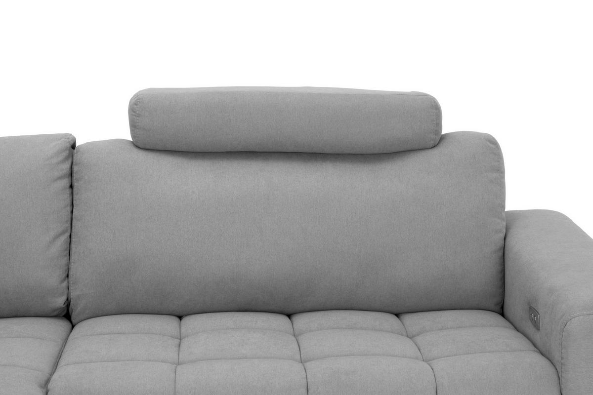 ECKSOFA in Mikrofaser Hellgrau  - Silberfarben/Hellgrau, Design, Textil/Metall (161/242cm) - Livetastic