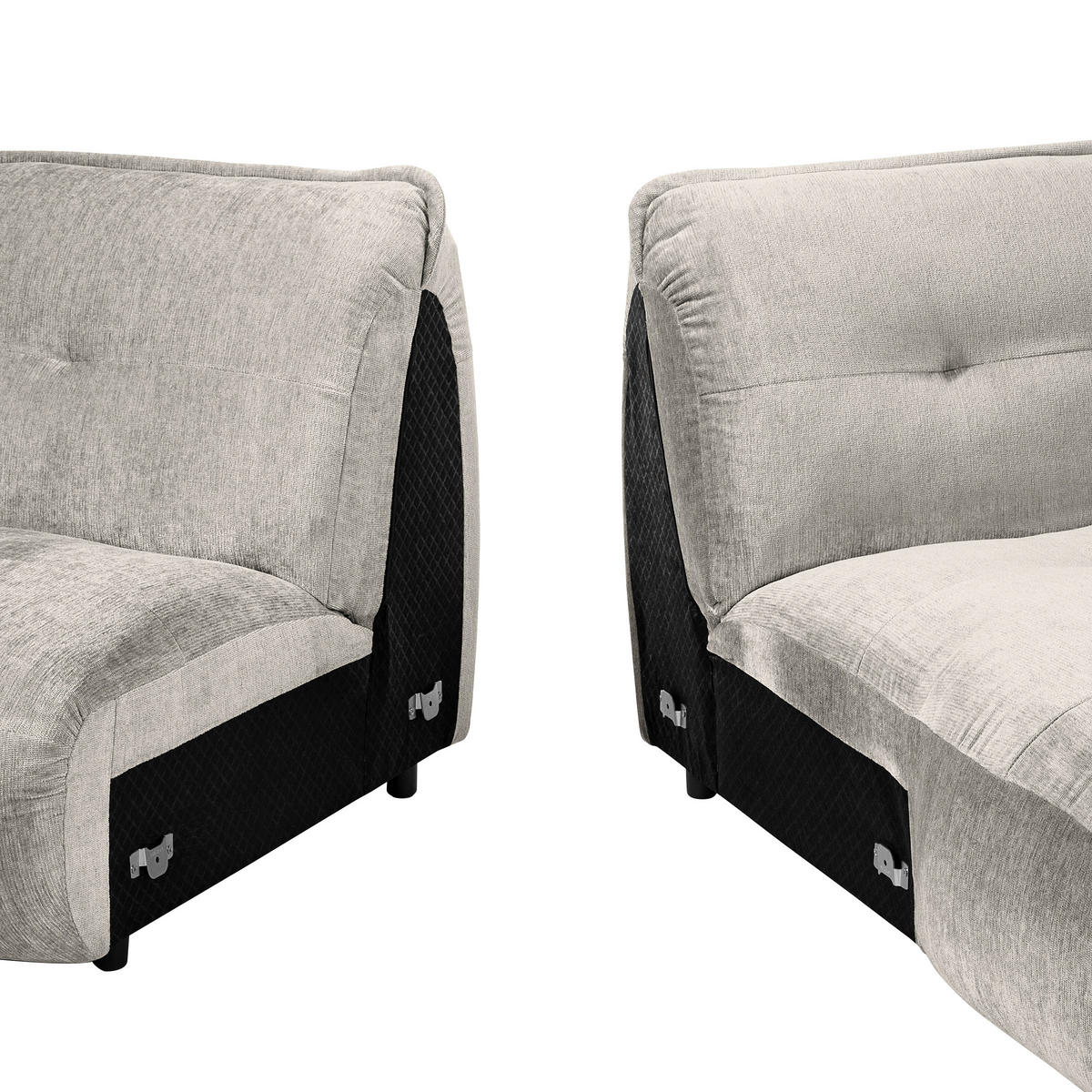 ECKSOFA in Chenille Silberfarben  - Silberfarben/Schwarz, Modern, Kunststoff/Textil (269/184cm) - Trendmanufaktur