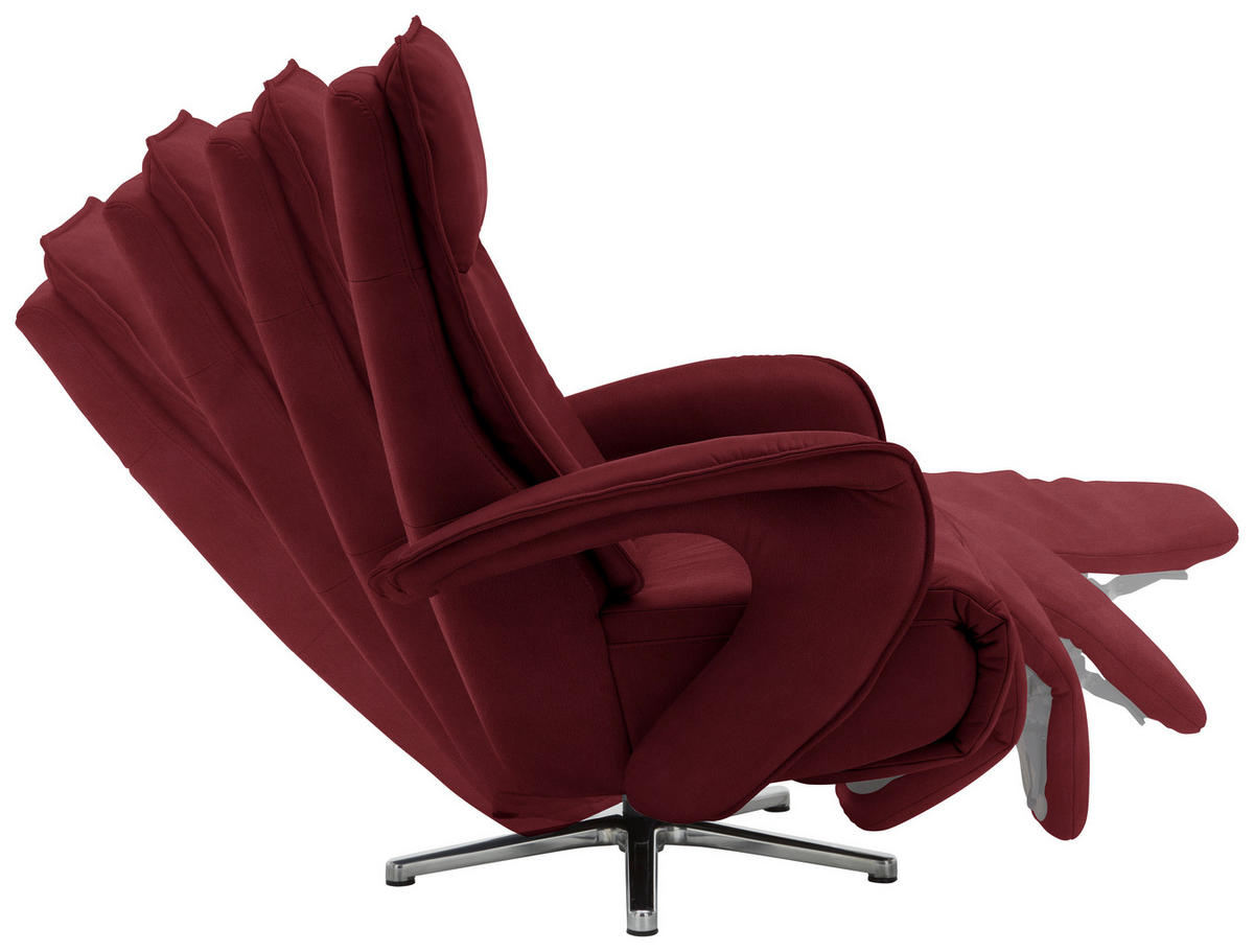 RELAXSESSEL in Leder Bordeaux  - Chromfarben/Bordeaux, Design, Leder/Metall (77/110/87cm) - Valdera