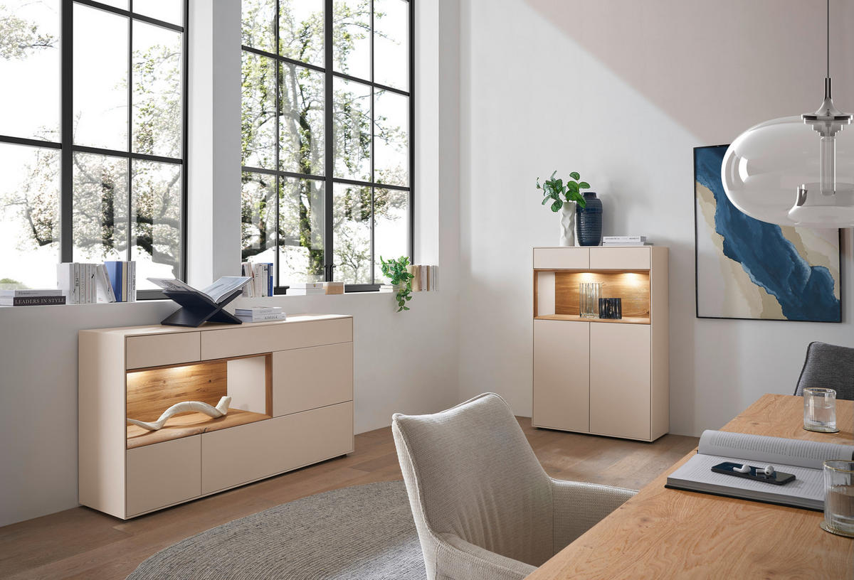 HIGHBOARD Sandfarben, Wildeiche  90/133/39 cm  - Sandfarben/Wildeiche, Design, Holz/Holzwerkstoff (90/133/39cm) - Dieter Knoll