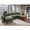 WOHNLANDSCHAFT in Chenille Dunkelgrün  - Dunkelgrün/Schwarz, Modern, Holz/Textil (153/305/200cm) - Livetastic