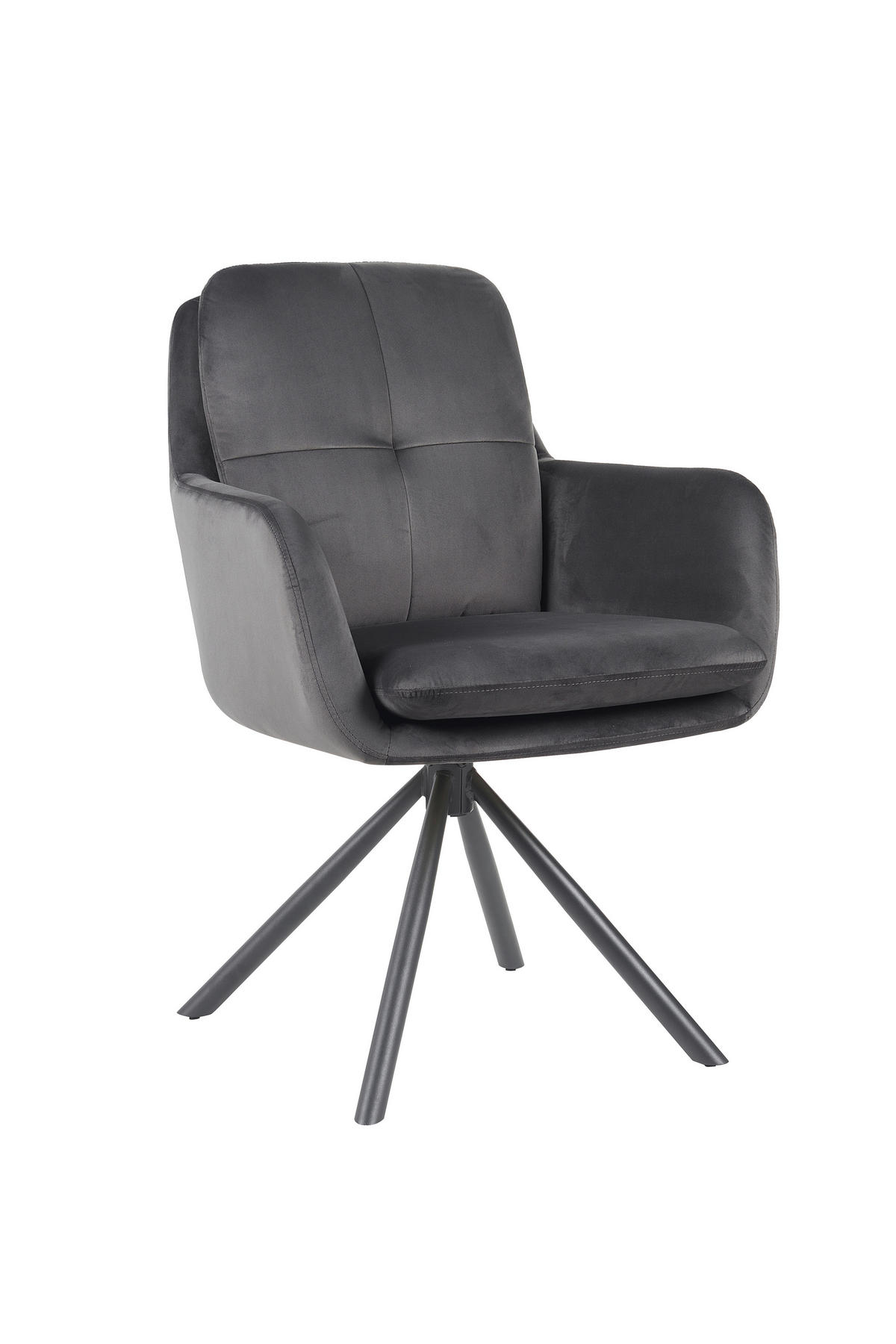 ARMLEHNSTUHL-SET 2 Stück  in Stahl Samt, Velours  - Dunkelgrau/Schwarz, MODERN, Textil/Metall (63/89/70cm) - MID.YOU