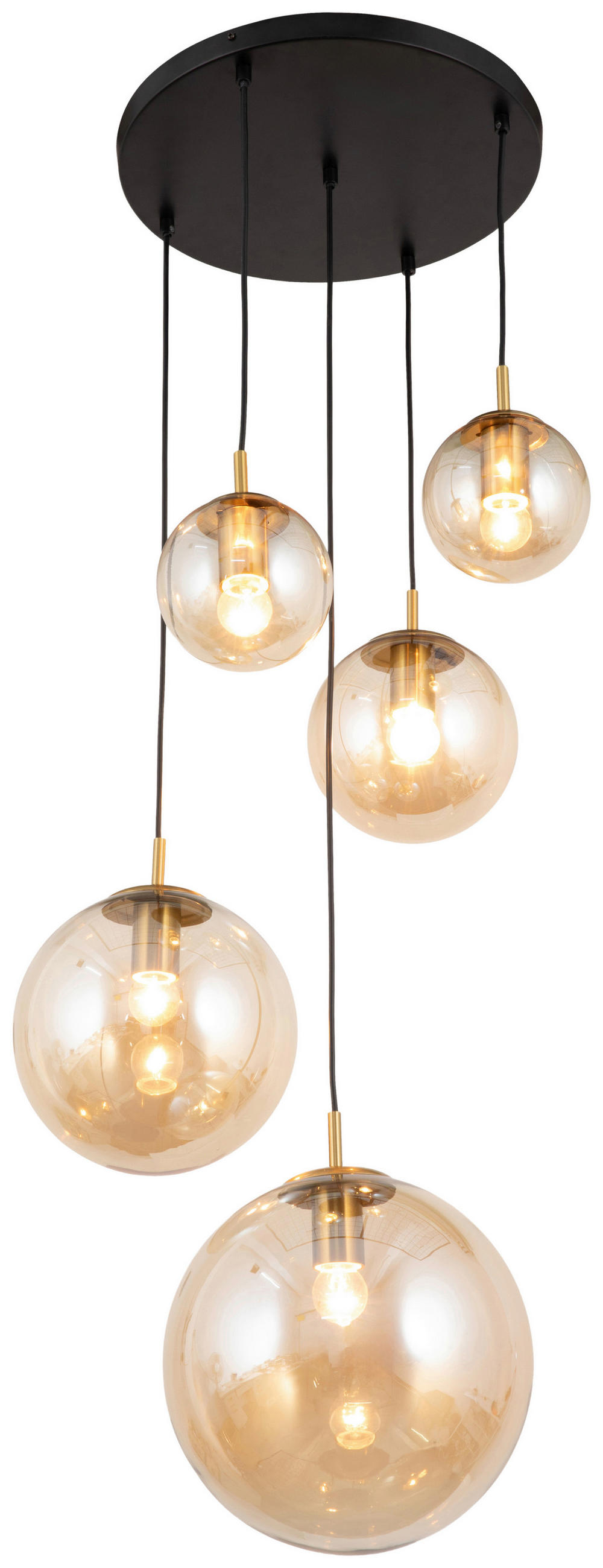 HÄNGELEUCHTE 62/135 cm   - Bernsteinfarben, Trend, Glas/Metall (62/135cm) - Novel